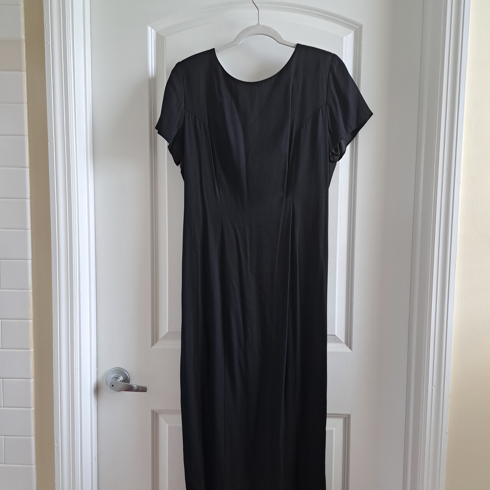 Vintage Elegant Black Dress with Back Drape Feature